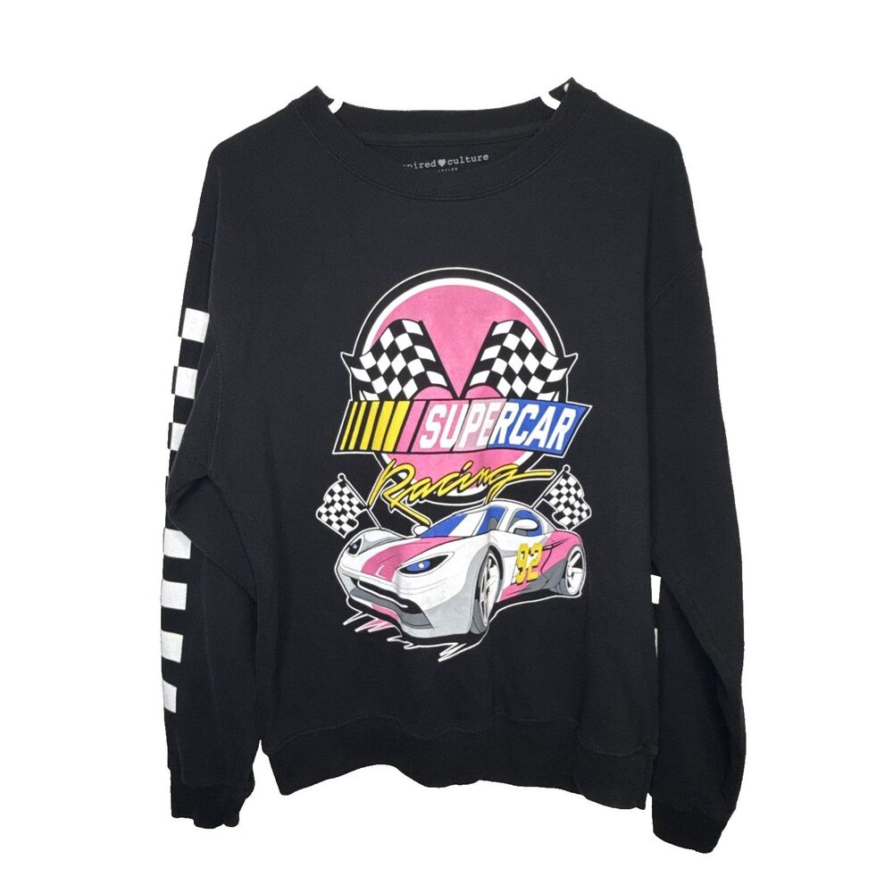 Inspired Culture Supercar Racing Womens Size Medium Black Pullover Sweatshirt M